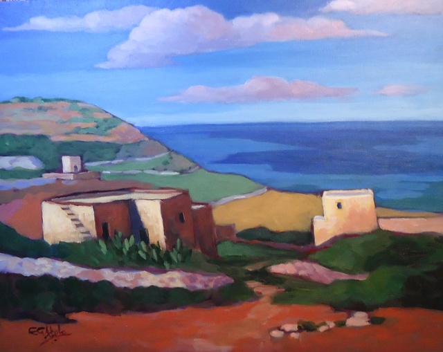 Edward Abela  'Maltese Farmhouse', created in 2015, Original Watercolor.