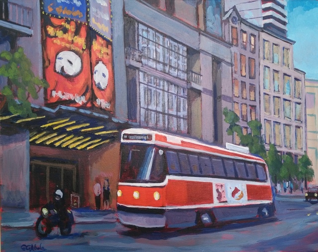 Edward Abela  'Toronto Theatre District', created in 2018, Original Watercolor.