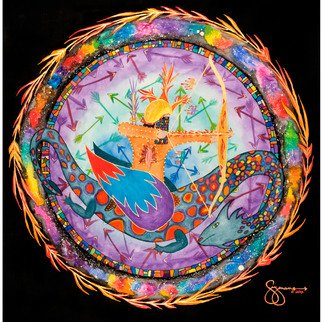 Edward Guzman: 'Flaming Gold Arrow', 2012 Giclee, Visionary.  This is an inspiration for your inner warrior to battle whatever darkness comes your way. . . including your own inner darkness.  ...