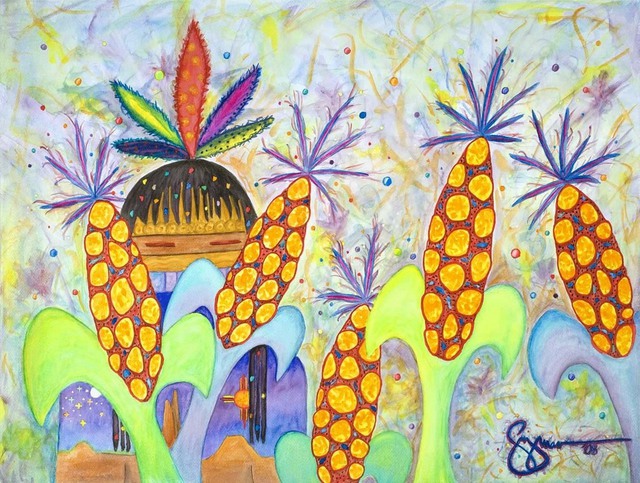 Edward Guzman  'Grows Corn', created in 2008, Original Printmaking Giclee.