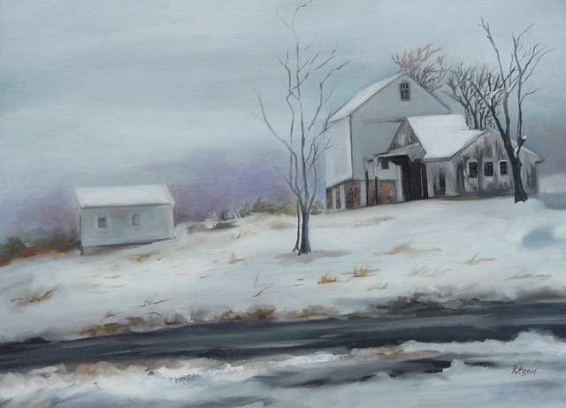 Renee Pelletier Egan  'Winter Farm', created in 2017, Original Painting Oil.