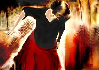 Ehrle Pieri: 'Flamenco', 2015 Paper, Dance. this is a digital painting produced on photographic paper of high quality, one- piece ...