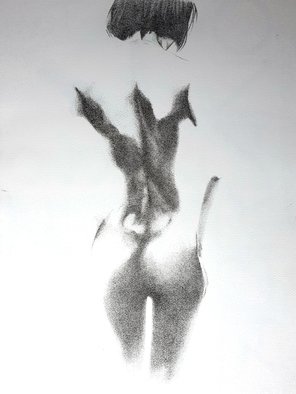 Nazanin Majdi: 'shadow body', 2019 Ink Drawing, Body. Stippling technique, it lasted for more than one month using black ink and watercolor paper...