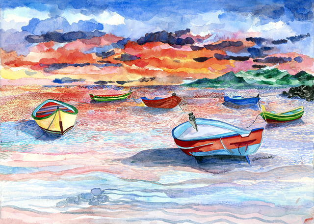 Eileen Seitz  'Sunset On The Sea', created in 2014, Original Poster.