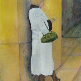 Elizabeth Bogard: 'Checking Calls', 2009 Acrylic Painting, Abstract Figurative. Artist Description: Painted from original photograph.  Matted and Framed. ...