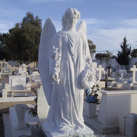 Andrew Wielawski: 'El Angel de la Ultima Voluntad', 2009 Stone Sculpture, Figurative. Artist Description:  The title means, 'Angel of the Last Wish' , and was in fact the last desire of the man buried beneath it. He also wanted his tomb and remains to be carried to his home town of Delicias, Mexico. His last wishes were fully taken care of by his ...