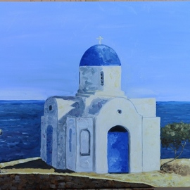 Elena Lavski: 'st nicholas church', 2020 Oil Painting, Impressionism. Artist Description: St. Nicholas Church in Protaras, Cyprus. ...