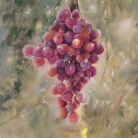 Elena Mardashova: 'grapes', 2021 Oil Painting, Food. Artist Description: Original oil painting  Grapes ,on canvas 40 x 40 cm,2021...