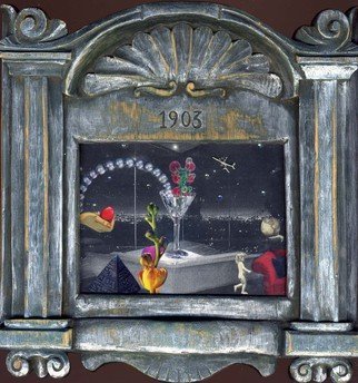 Elena Mary Siff: 'Post Modern', 2012 Collage, Surrealism.   Collage of surreal interior with cityscape in vintage frame     ...
