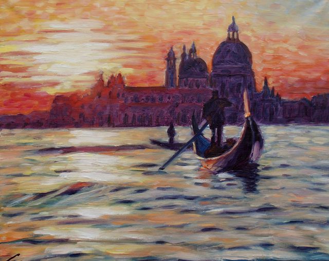 Elena Sokolova  'Sunset In Venice', created in 2015, Original Painting Oil.