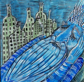 Elena Rein: 'Blues: Drunk', 2006 Ink Painting, . Artist Description:  Acrylic Ink on paper ...