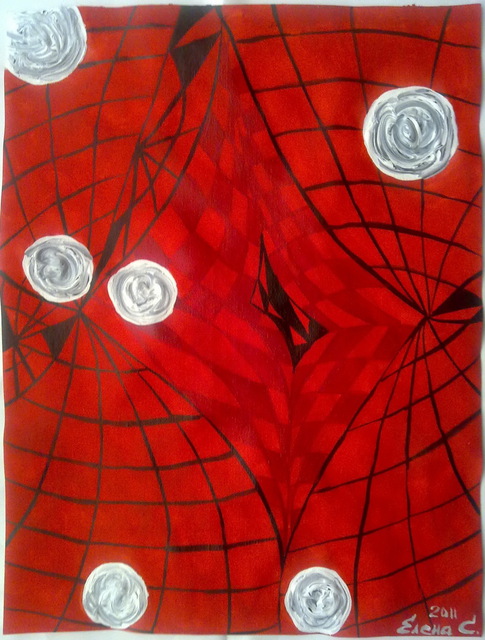 Elena Solomina  'RED GALAXY 2', created in 2011, Original Painting Acrylic.