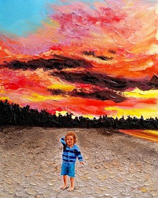 Eli Gross: 'Clouds and colors blend at sunset  ', 2016 Acrylic Painting, People.    Clouds , colors, blend, sunset   ...
