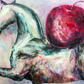 Elisaveta Sivas Artwork HORSE WITH APPLE, 2015 Oil Painting, Horses