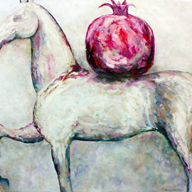 Elisaveta Sivas Artwork HORSE WITH POMEGRANATE, 2015 Oil Painting, Horses