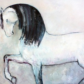 Elisaveta Sivas Artwork WHITE HORSE, 2015 Oil Painting, Horses