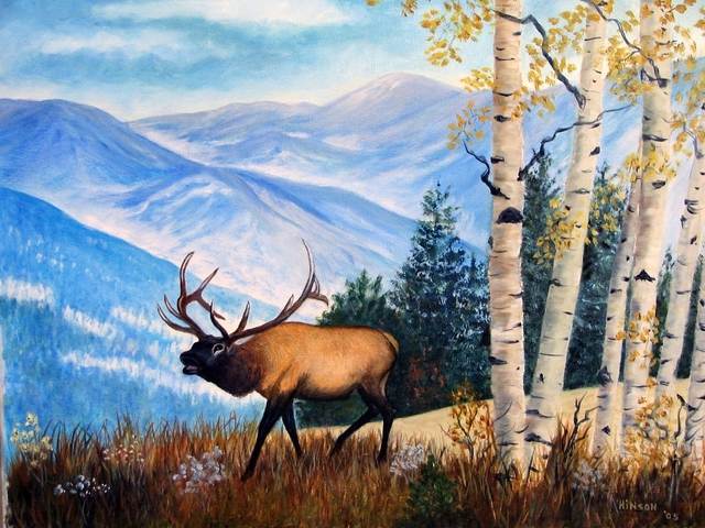 Ellen E Hinson  'Elk In The Rockies', created in 2006, Original Watercolor.