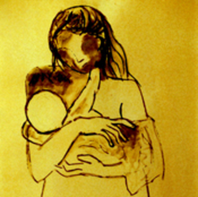 Artist Ellen Spencer. 'Mother And Baby Ochre' Artwork Image, Created in 2007, Original Mixed Media. #art #artist