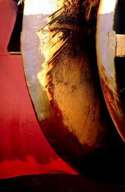 Ellen Spijkstra: '9', 2002 Color Photograph, Marine. Detail of a ship; bright red, rusty orange and grey.Laminated with a semi- matt UV protection layer. ...