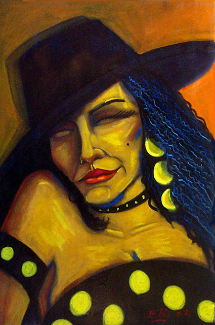 Elio Lopez  'Mujer Con Sombrero 2', created in 2007, Original Painting Other.