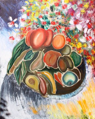 Emanuel Aguiar: 'fruta da epoca', 2017 Oil Painting, Surrealism. 