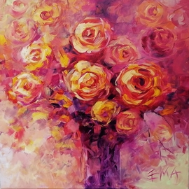 Emilia Milcheva: 'june in passion', 2021 Oil Painting, Floral. Artist Description: The roses season came early this year and came with the passion of a virgin. Rose bushes prepared their blooms slowly and shyly, knowing that their fashion show was long expected and there is a love story just behind the curtains. What a magnificent color palette they revealed  ...
