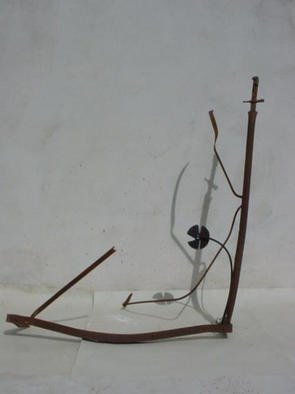 Emilio Merlina: 'a only black flower in the battle field', 2003 Mixed Media Sculpture, Inspirational. rusty iron sculpture...