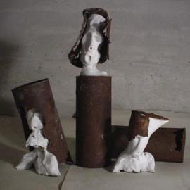 Emilio Merlina: 'after the battle', 2003 Mixed Media Sculpture, Inspirational. Artist Description: rusty iron and terracotta sculpture...