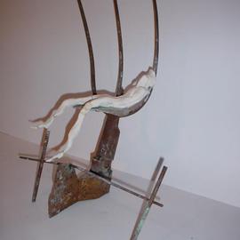 Emilio Merlina: 'aloofness', 1994 Mixed Media Sculpture, Inspirational. Artist Description: rusty iron and terracotta sculpture...