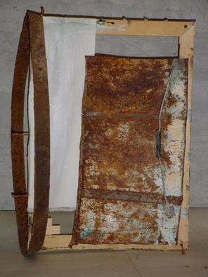 Emilio Merlina: 'artist blok 2', 2004 Mixed Media Sculpture, Inspirational. rusty iron , old frame and acrylic on canvas . ...