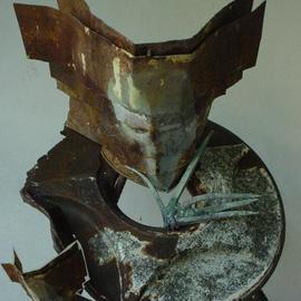 Emilio Merlina: 'deciding who has to leave', 2004 Mixed Media Sculpture, Inspirational. Artist Description: rusty iron and acrylic...