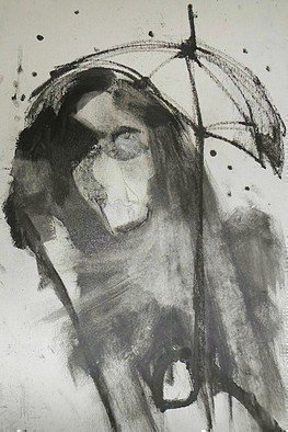 Emilio Merlina: 'for a rainy day', 2015 Charcoal Drawing, Fantasy.  with a touch of oil on canvas     ...