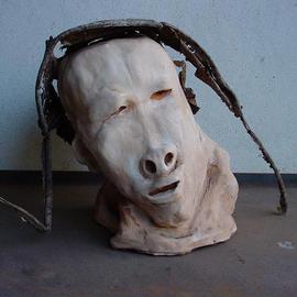 Emilio Merlina: 'hiding oneself', 2004 Mixed Media Sculpture, Inspirational. Artist Description: rusty iron and terracotta...
