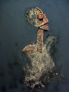 Emilio Merlina: 'it was not simply a woodblock', 2009 Collage, Inspirational.  wood, sawdust , glue , fixative , black acrylic on mediodensit panel . ...