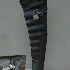 Emilio Merlina: 'just one flower', 2004 Mixed Media Sculpture, Inspirational. Artist Description: rusty iron , recycled aluminium and acrylic sculpture...