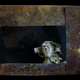 Emilio Merlina: 'last news', 2009 Mixed Media Sculpture, Inspirational. Artist Description:  terracotta and rusty iron ...