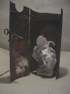 Emilio Merlina: 'leave me alone', 2003 Mixed Media Sculpture, Inspirational. rusty iron and terracotta sculpture...