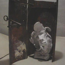 Emilio Merlina: 'leave me alone', 2003 Mixed Media Sculpture, Inspirational. Artist Description: rusty iron and terracotta sculpture...