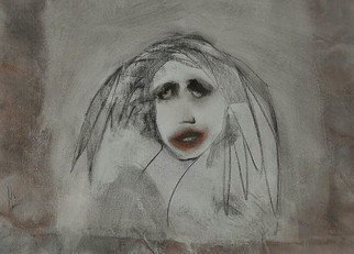 Emilio Merlina: 'look at me', 2017 Charcoal Drawing, Fantasy. canvas...