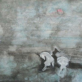 Emilio Merlina: 'low clouds', 2016 Acrylic Painting, Fantasy. Artist Description:  on cardboard ...