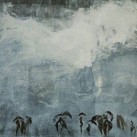 Emilio Merlina: 'low clouds on the city', 2016 Acrylic Painting, Fantasy. Artist Description:   on mediodensit                    ...