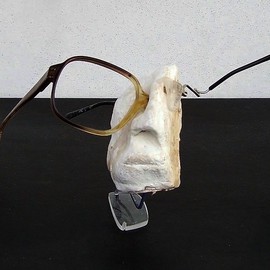 Emilio Merlina: 'making my point', 2007 Mixed Media Sculpture, Inspirational. Artist Description:  terracotta and old glasses ...