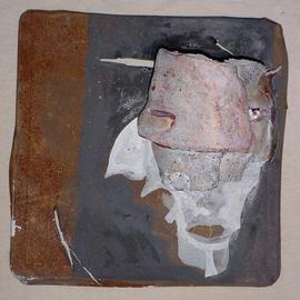 Emilio Merlina: 'my mind in pieces it seems', 2005 Mixed Media Sculpture, Inspirational. Artist Description: old broke sculpture pieces and acrylic on a rusty iron plate...