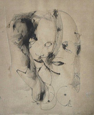 Emilio Merlina: 'on the back side of the canvas', 2016 Charcoal Drawing, Fantasy.   on canvas  ...