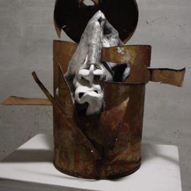 Emilio Merlina: 'opening my brain', 2003 Mixed Media Sculpture, Inspirational. Artist Description: rusty iron and terracotta sculpture...