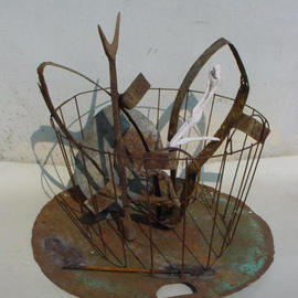 Emilio Merlina: 'poem', 2003 Mixed Media Sculpture, Inspirational. Artist Description: rusty iron and terracotta sculpture...
