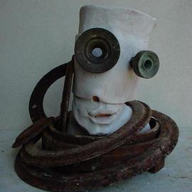 Emilio Merlina: 'ready for the trip', 2005 Mixed Media Sculpture, Inspirational. Artist Description: terracotta and rusty iron...