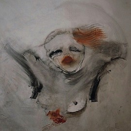 Emilio Merlina: 'the goodnight kiss', 2012 Charcoal Drawing, Fantasy. Artist Description:  on canvas ...