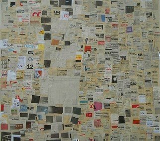 Emilio Merlina: 'the white page', 2017 Collage, Fantasy. on canvas , each single cut out has an old legible date , 1978 - 1997...
