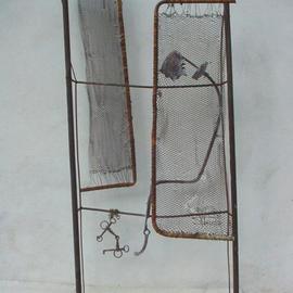 Emilio Merlina: 'too tired confessor in the confessional', 2003 Mixed Media Sculpture, Inspirational. Artist Description: rusty iron sculpture...